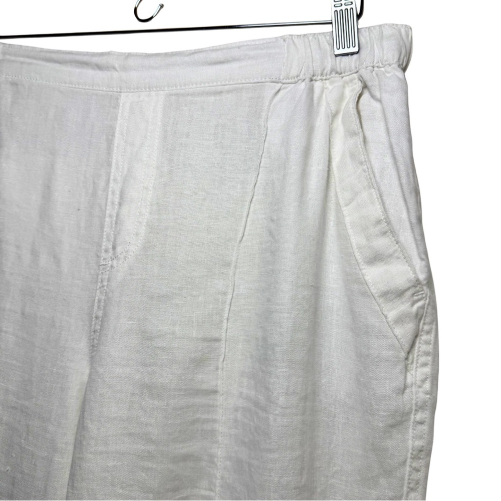 Nicole Miller 100% White Linen Pull-On Pants Women’s L Resort Summer - Picture 7 of 14